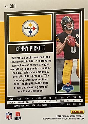 Novo 2022 Panini Score Authentic Kenny Pickett Football Rookie Card - Pittsburgh Steelers