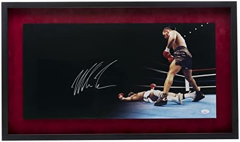 Mike Tyson assinou camurça emoldurada fosco 12x24 boxe panorâmico knockout foto JSA - fotos de boxe autografadas