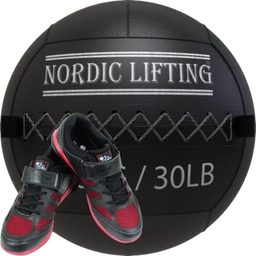 Bola de parede de elevação nórdica 30 lb pacote com sapatos Venja Tamanho 12 - Black Red