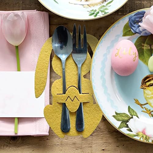 Defina cinco cores de talheres de Páscoa para uma bolsa 4 e peças Fork Set Rabbit Bunny Tableware Table Weath Round Dining Set
