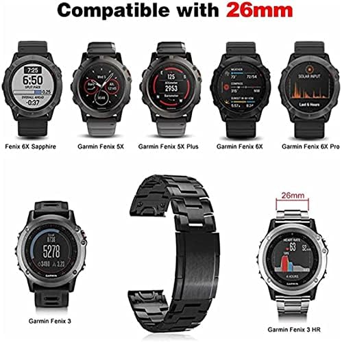 Liga de titânio de titânio de ajuste rápido bdnjn+aço inoxidável Band para Garmin Fenix ​​7x 7/6 6x Pro 5x Plus Strap Band