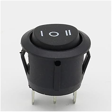 Interruptor de balancim 10pcs 23mm redondo preto 3 pino 10a/125V 6a/250V CA 3 Posição Spdt On-off-on Rocker Switch Snap-in