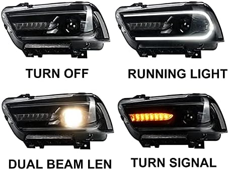 MostLPLUS LED LED Dual Cores Alterar lâmpadas Fersos do projetor com luz seqüencial Compatível com faróis dianteiros do carregador Dodge 2011-2014