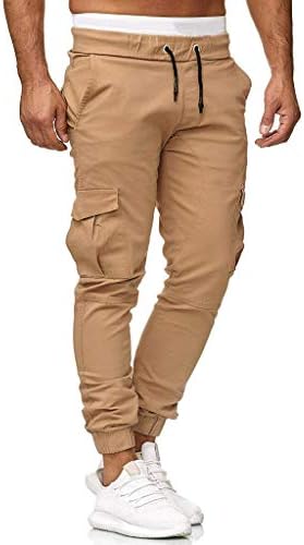 Yowein masculino casual masculino calças de suor sólido Cargo de corrida de corrida de corredor com bolsos de caminhada ao ar livre calças de trabalho
