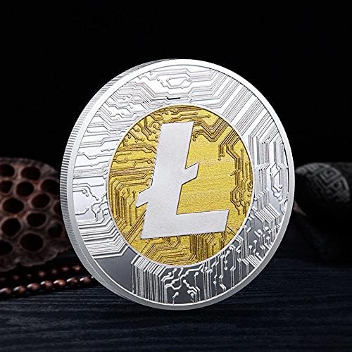 Moeda decorativa colecionável banhada a prata com caixa de proteção Digital Virtual Coin Collectible Coin Litecoin