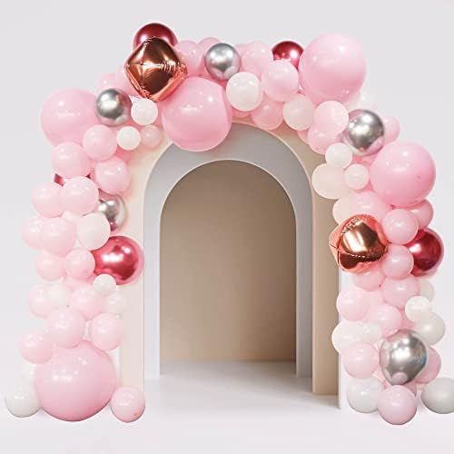 Balões rosa 107 pcs balões rosa claro kit de arco de guirlanda 18 /12/10 /5 balões rosa pastel feliz aniversário