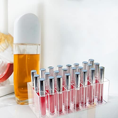 Zerodeko 24 slots Lipstick Holder Lip Gloss Storage Organizador de sobrancelha acrílica Tela lápis Stand maquiagem Cosmética para