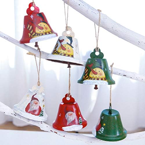 ABOOFAN 2 PCS Christmas Ferro pendurado Bell Papai Noel Padrão Bell Tree de Natal Pingente Pingente Aderetes decorativos Com