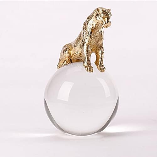 JinyiSHOP Crystal Ball Glass Sphere Luz de luxo de luxo de alto grau Pure Copper Leopard Crystal Ball Ornamentos