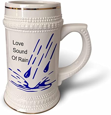 Imagem 3drose de texto Love Sound of Rain com grandes salpicos azuis - 22oz de caneca