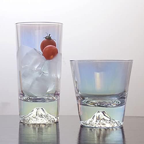 Óculos de água neve montanha colorida copo de copo de 4 peças de 4 onças e 10 onças opcional. Suco leite café copa utensílios de vidro sem chumbo com copos de vidro de vidro sem chumbo com copos de vidro