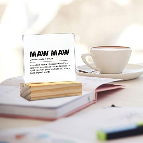 Presente para a vovó Maw Maw Mawmaw Definição Citações Clear Desk Decorativa Sinal de lembrança presente Mawmaw Placa