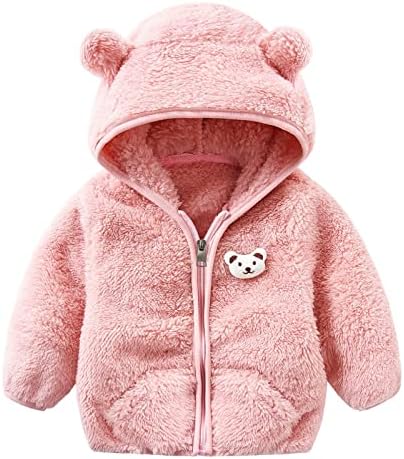 Recém -nascido bebê meninas meninos jaqueta urso orelhas de capuz para roupas zíper quente lã quente casaco de inverno