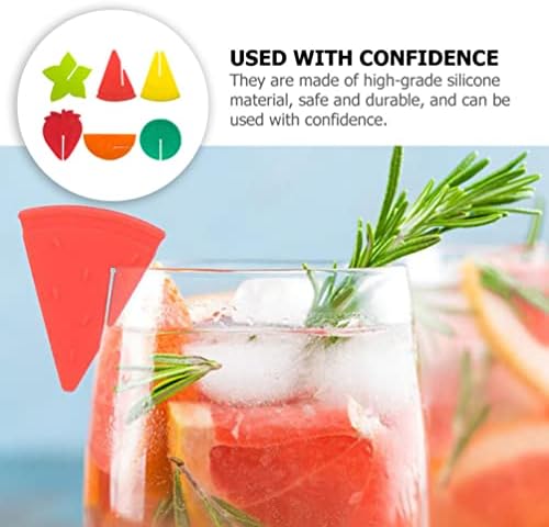 Luxshiny Sticker Rótulos 6pcs Silicone Charms Drink Markers Wine Charm Tags Frutas Design Marcadores de bebidas para copo de vidro