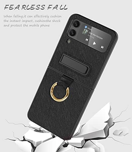 Vihibii para Galaxy Z Flip 4 5G Case com anel, capa de telefone z4 com pequeno protetor de tela externa e kickstand magnético, estojo de durabilidade elegante para Samsung Galaxy Flip 4 2022