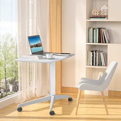 Furninxs Mobile Solic Key Hight Hight Hight Ajuste Pneumatic Rolling Stand Stand Desk Small Laptop Desk Cart Riser Riser Mobile Podium