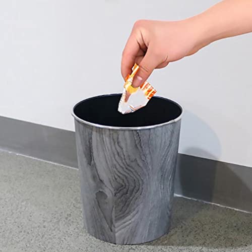 Lixo de lixo de nuobester lixo de plástico pode retro madeira padrão redondo lixo lixo lixo lixo recipiente para o escritório de cozinha em casa
