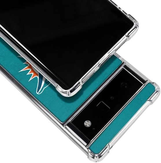 Skinit Clear Phone Case Compatível com Google Pixel 6 - NFL oficialmente licenciado Miami Dolphins angustiado - Design Aqua