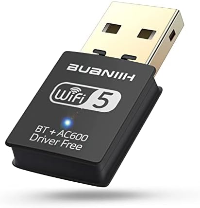 Adaptador Bluetooth USB WIFI 2-em-1, receptor externo sem fio Bluetooth ， 600Mbps 2,4/5,8 GHz Rede sem fio de banda dupla, plug and play, para PC/Laptop/Desktop, suporta Win7/8/8.1/10/Win 11