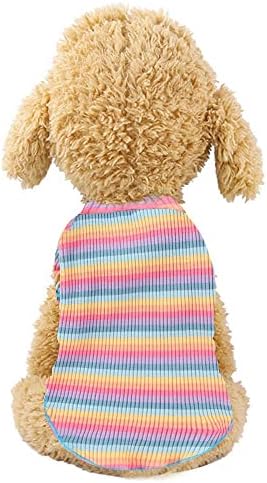 Roupas de cachorro de estimação Rainbow Striped Puppy colete camiseta