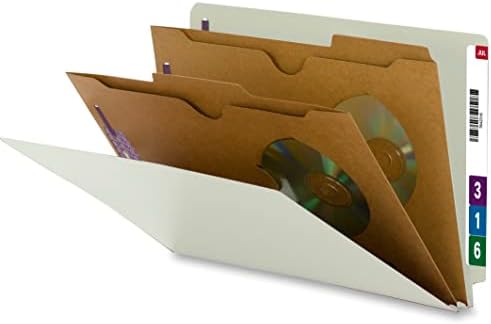 Smead reciclada Pasta de arquivo de classificação de classificação com figuradores SafeShield, 2 divisores de bolso, expansão de 2 , tamanho legal, cinza/verde, 10 por caixa