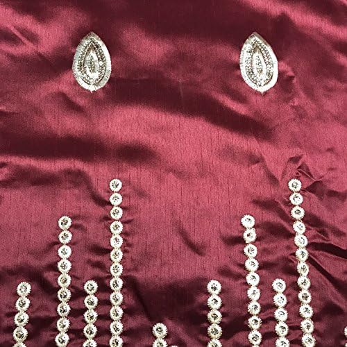 Vinho Red George Lace Tecido Raw Silk Fabric bordado mais recente vestido de noiva africano para costurar renda de lantejoulas