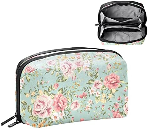 Bolsa de cosméticos para mulheres bolsas de maquiagem de moda fofas bolsa de higiene pessoal de viagem de viagem para meninas presentes rosa flor