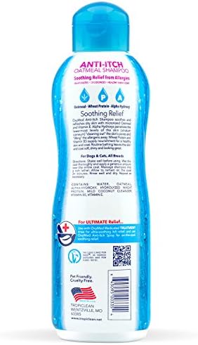 Tropiclean Oxymed Medicated Antich Shampoo para animais de estimação, 20oz - fabricado nos EUA - Oatmeal Medicated Dog Shampoo para alergias e coceira - Pare de coceira rápida