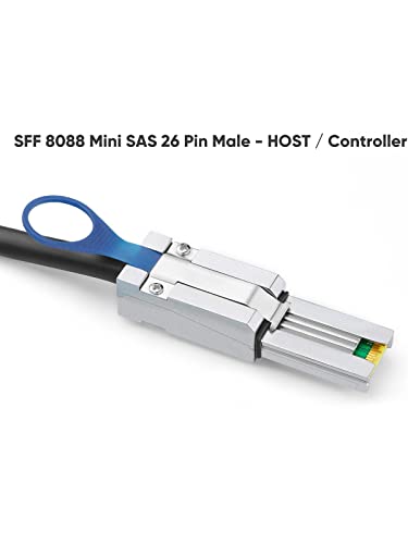 Cablecreation Mini SAS 26pin macho para 4 cabos fêmeas SATA 7pin, mini SAS Host/Controller para 4 SATA Target/Backplane, 1m/3,3ft