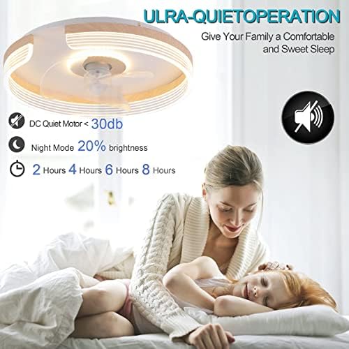 Cutyz LED Ventilador de teto reversível com controle leve e remoto 6 velocidades com timer Dimmable Fan teto Luz de 50cm de quarto moderno de teto de teto silencioso luz