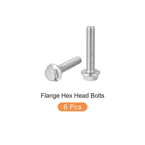Metallixity Flange Hex Hex Head Bolts 6pcs, parafuso de parafuso hexágono parafuso de rosca totalmente - para fixo de hardware de construção de casas