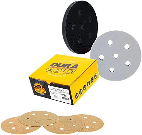 Dura -Gold 80 Grit - 5 Discos de lixamento e painel de interface de densidade suave, padrão de 5 orifícios
