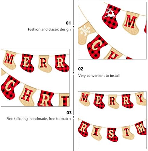 Galpada Christmas Socks 1pc Christmas String Sinaliza Ornamentos de Natal Banners pendurados Festa de Natal Prop