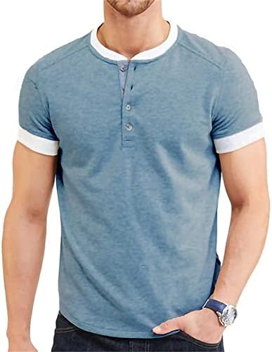 Moda de moda masculina Casual Placket de manga curta Button leve camisetas contraste colar colar tops de design básico