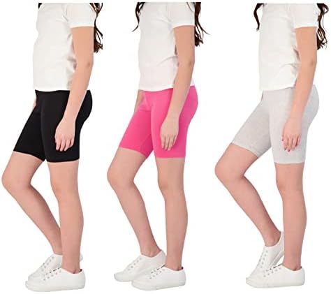 Star Ride 3-Pack Girls Athletic Shorts, shorts de bicicleta, roupas de exercícios para meninas
