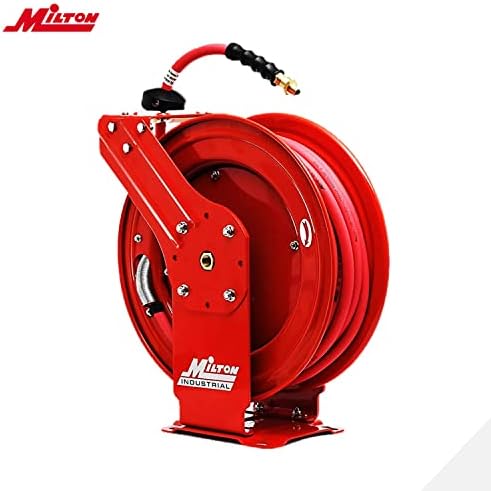 Bobina de mangueira de ar de força de Milton com braço duplo de aço retrátil automático, vermelho - 2770-50d e 2760-6lH Mangueira de