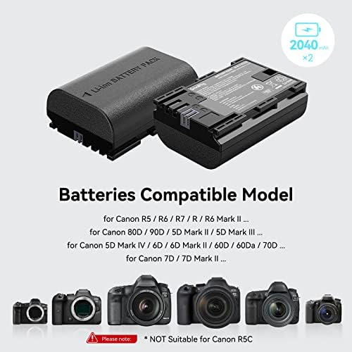 Smallrig LP-E6NH Carregador de bateria definido para a bateria Canon LP-E6NH, carregador de slot duplo LP-e6NH para a Canon R7, R5, R6, R6 Mark II, R, 5d iv/iii/ii, 6d, 6d II, 7d, 7d ii , 60d, 70d, 80d, 90d, 2040mAh - 3821