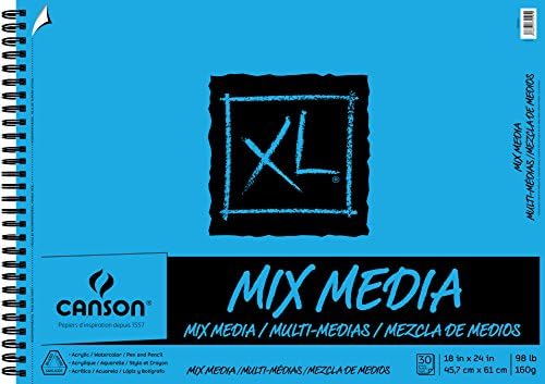 CANSON - 100510931 Série XL Mix Paper Pad, pesos pesados, textura fina, dimensionamento pesado para mídia molhada e