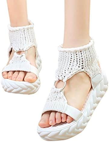 Sandálias FlekMaRart plus size para mulheres Sandálias de plataforma de moda de verão Sandálias Sapatos de cor sólida Comforto Sapatos casuais macios