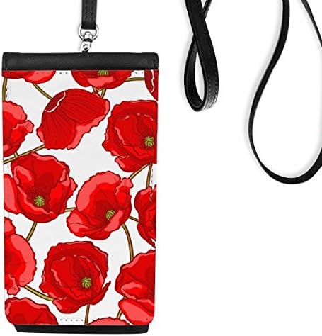 Flores vermelhas de milho de milho bolsa de carteira de telefone pendurada bolsa móvel bolso preto