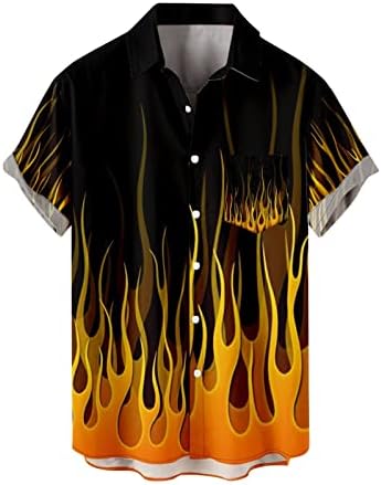 Masculino impressão de impressão t T Camisetas botões de manga curta para baixo camisa rápida seco