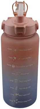 Industries confiáveis ​​inc. Essentials 2L Gradiente de cor BPA sem garrafa de água com palha e 8 marcadores de tempo para hidratação