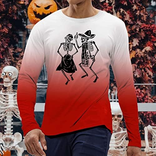 Camisa de pulôver de Halloween para homens camisas de vestido de impressão de crânio para homens casuais unissex harajuku