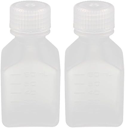Aexit 2pcs 60 ml garrafas e frascos pp quadrados de selo de boca largo largo reagente garrafa de reagente químico Garrafa de amostra de amostra