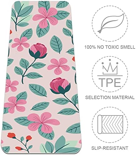 MAT de ioga Mão colorida desenhada padrão floral Eco Friendly Non Slip Fitness Exercition tapete para pilates e exercícios de piso