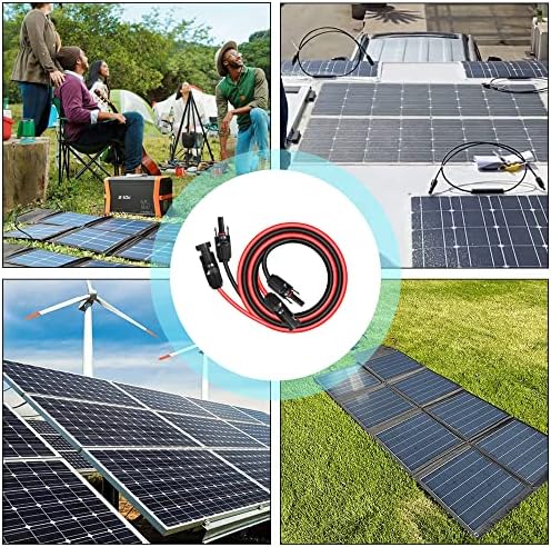 Gelrhonr 10AWG 6mm² Cabo de extensão do painel solar, painel solar fêmea para conectores masculinos kit de adaptadores para painéis solares, sistemas fotovoltaicos