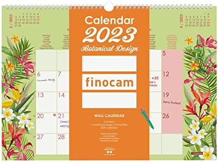 Finocam - Calendário 2023 Design Internacional de Muralha Janeiro de 2023 - Dezembro de 2023 Internacional Botanic