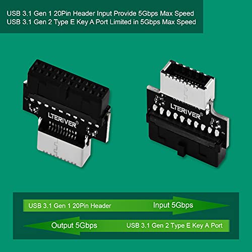 20pin USB 3.1 Gen 1 para USB 3.1 GEN 2 TIPO E Chave A Adaptador de conversor, Super Speed ​​5Gbps Max, 5V/2A MAX Supply-superend