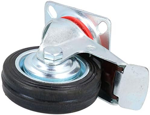 Roda de mamona giratória de borracha de 3 / 75mm de borracha com freio para móveis 1 pacote