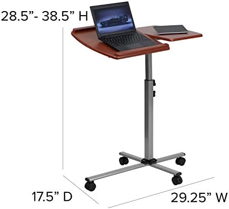 Flash Furniture Dunbar ângulo e altura Tabela de laptop móvel ajustável com cerejeira